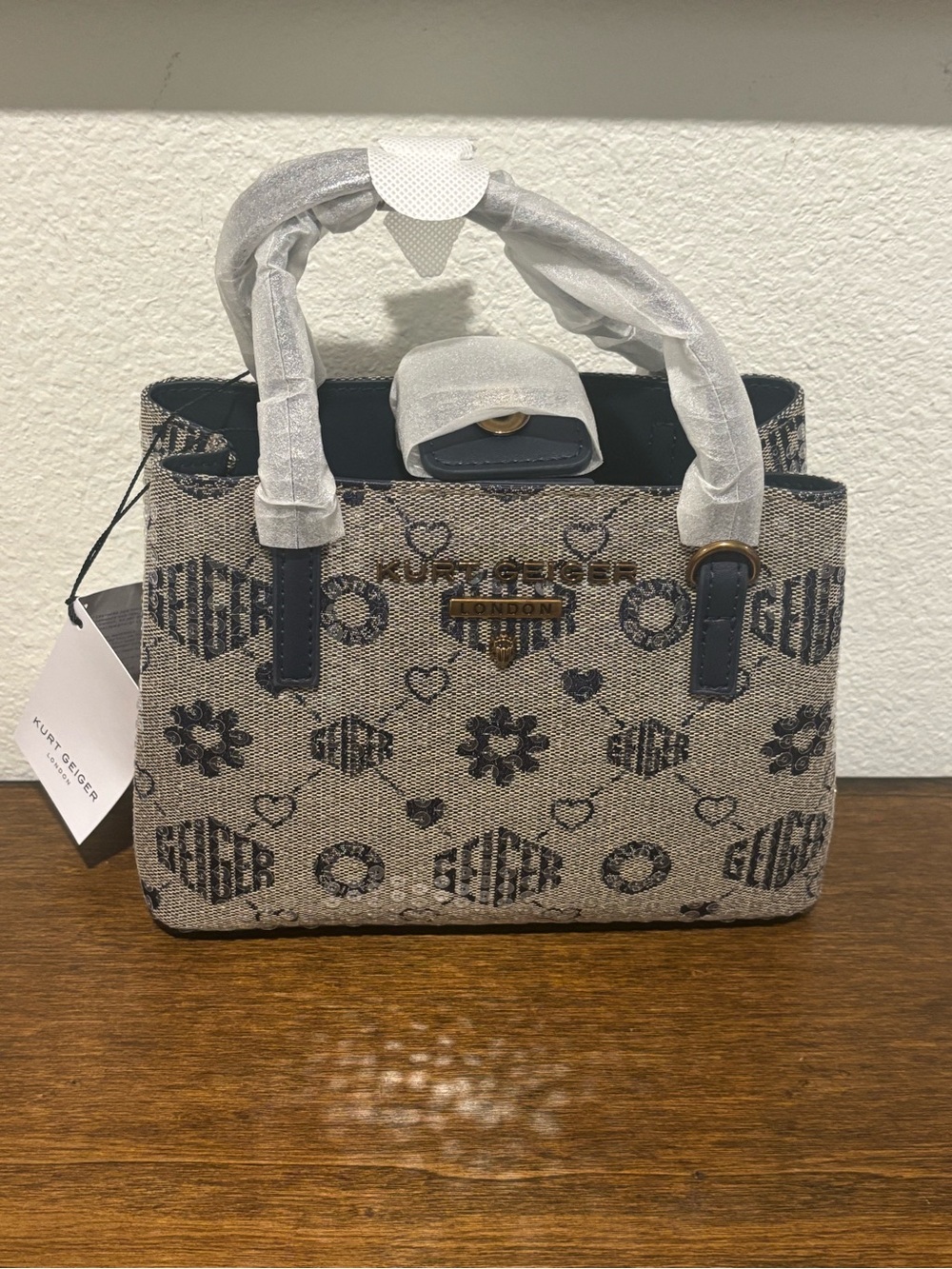 Kurt Geiger Hampstead Sequin Jacquard Mini Tote with crossbody strap - Picture 2 of 12